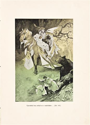 ALPHONSE MUCHA (1860-1939).  [BOOK ILLUSTRATIONS & COVERS, POSTCARD, PORTFOLIO & BOOKPLATE.] Group of 8 items. 1899-1922. Sizes vary.